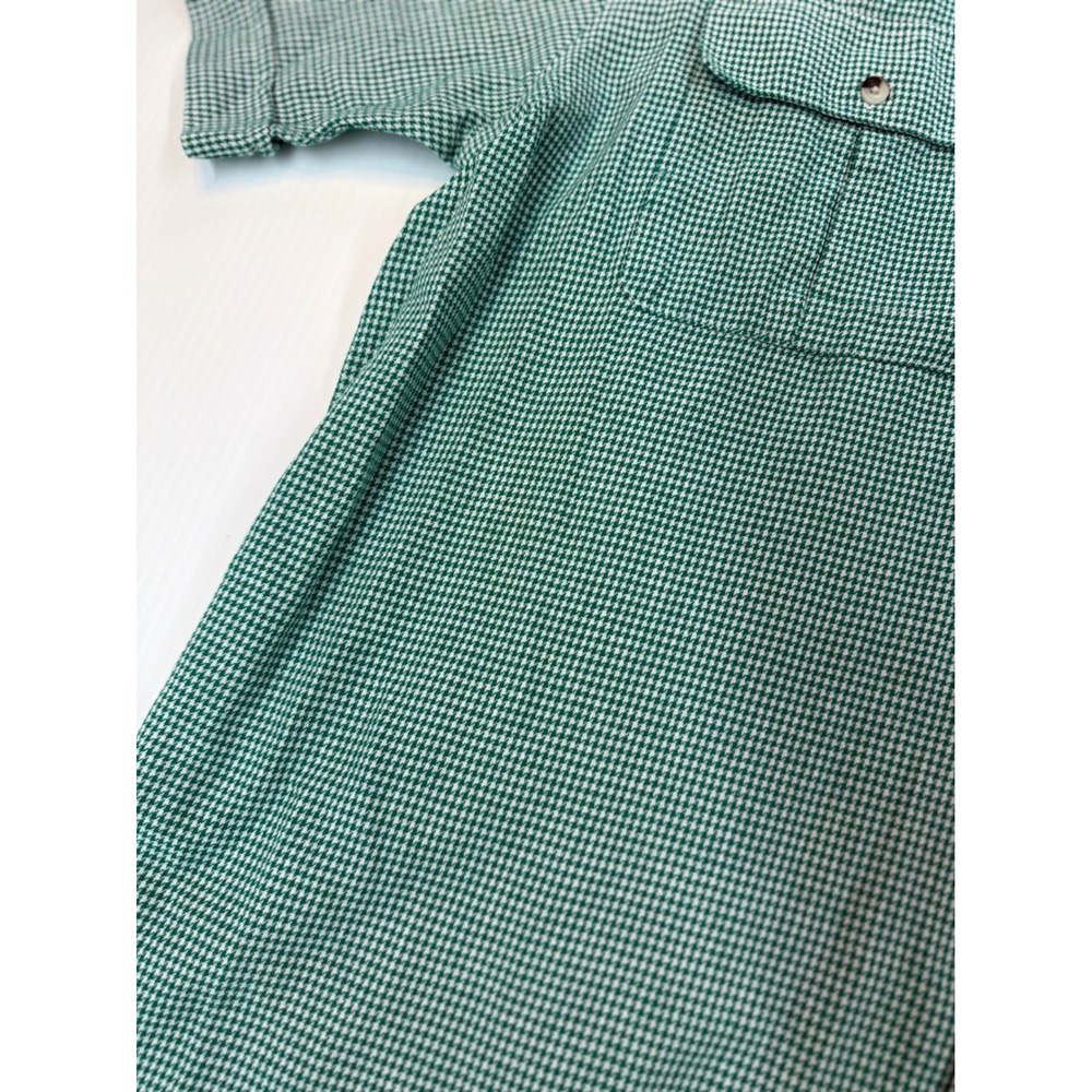 John Blair Button Down Shirt Green Houndstooth‎ Short Sleeve Workwear Mens XL - Picture 4 of 8